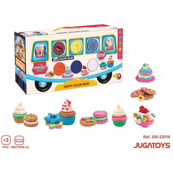 JUEGO PLASTILINA EN AUTOBÚS MAGIC DOUGH CON 16 BOTES 18X11X36CM image 1