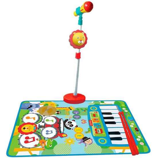 ALFOMBRA BATERIA Y PIANO FISHER PRICE CON MICRO DE PIE Y BAQUETAS image 0