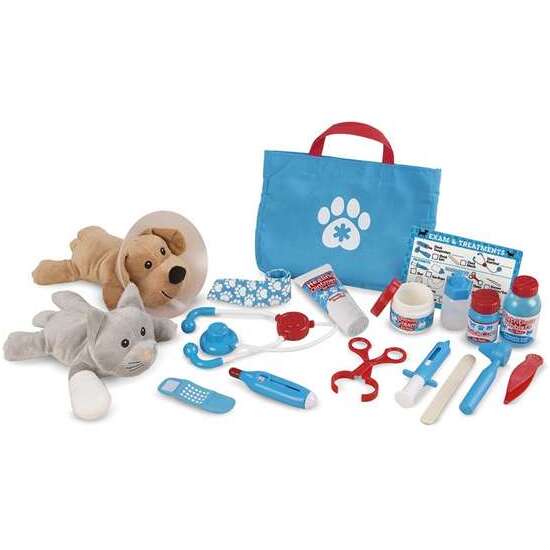 SET DE VETERINARIA MELISSA & DOUG CON PELUCHES DE PERRO, GATO Y 24 ACCESORIOS image 0