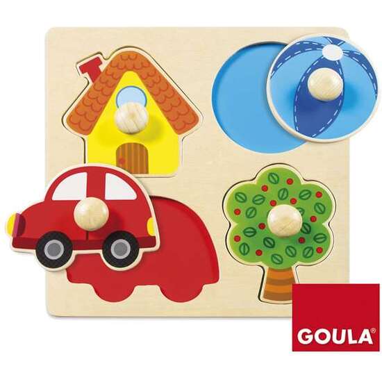 PUZZLE ENCAJABLE DE MADERA 4 PIEZAS DE COLORES GOULA 17.40X17.40X7 CM image 2