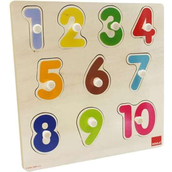 PUZZLE ENCAJABLE NUMEROS, DE MADERA 10 PIEZAS 28X28X2.5 CM GOULA image 2