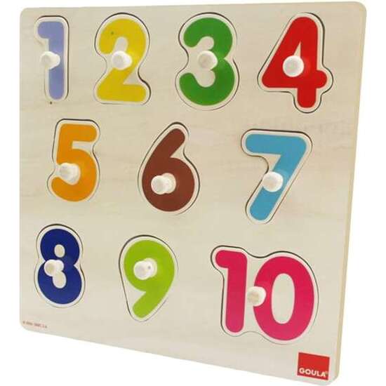 PUZZLE ENCAJABLE NUMEROS, DE MADERA 10 PIEZAS 28X28X2.5 CM GOULA image 3