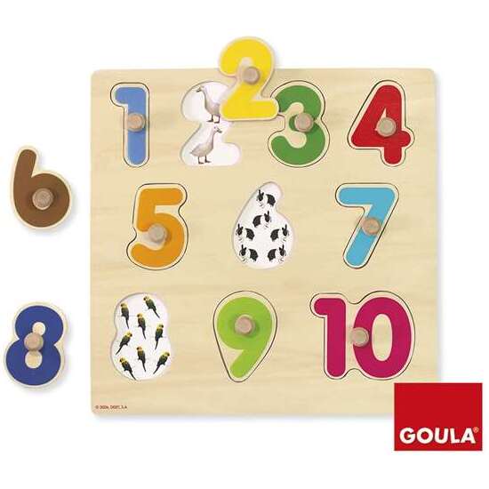 PUZZLE ENCAJABLE NUMEROS, DE MADERA 10 PIEZAS 28X28X2.5 CM GOULA image 4