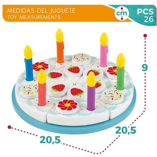 TARTA DE CUMPLEAÑOS DE MADERA 26 PIEZAS WOOMAX image 1