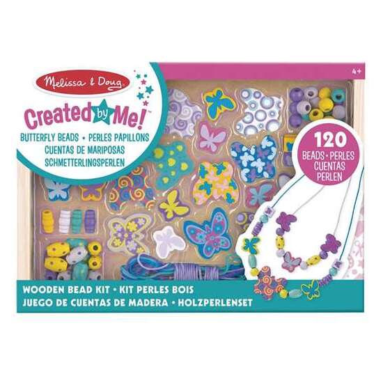 SET CREACIÓN DE COLLARES MELISSA & DOUG CON 120 CUENTAS DE MADERA TEMÁTICA MARIPOSAS image 0