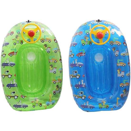 BARCA HINCHABLE CON VOLTANTE COCHES 90 CM - MODELOS SURTIDOS image 0