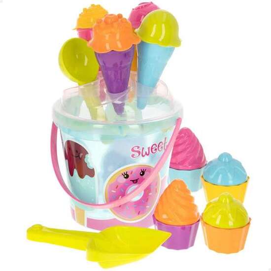 CUBO DE PLAYA SWEET TIME 18 CM CON ACCESORIOS 20 PIEZAS image 0