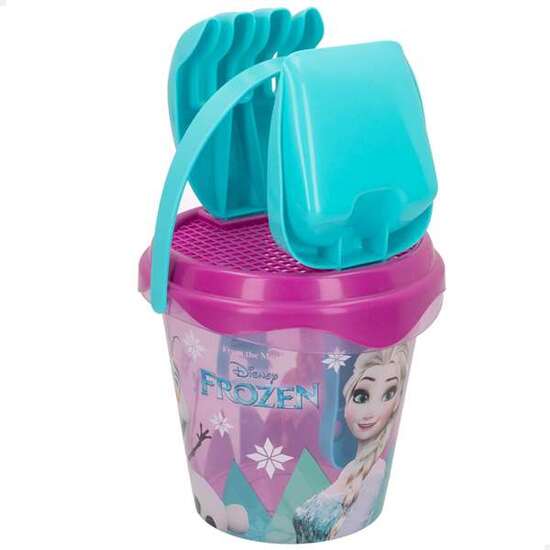 CUBO PLAYA FROZEN 14 CM CON PALA,RASTRILLO,CEDAZO Y 2 MOLDES. - MODELOS SURTIDOS image 3