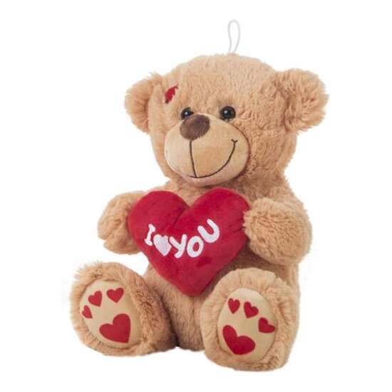 PELUCHE OSO C/CORAZÓN LOVE HUELLAS 25CM. image 0