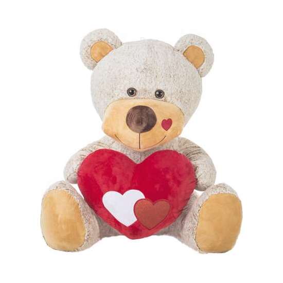PELUCHE OSO BEIG C/CORAZÓN 90CM. image 0