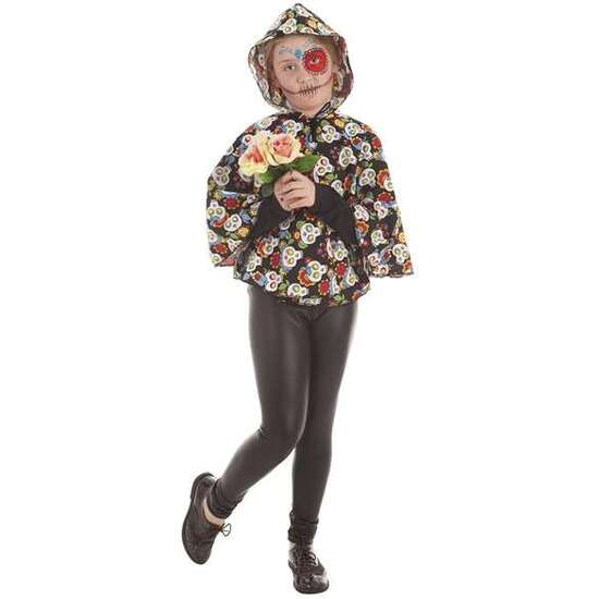 DISFRAZ INFANTIL CAPA CATRINA Y MAQUILLAJE T-M 7-9 AÑOS image 0