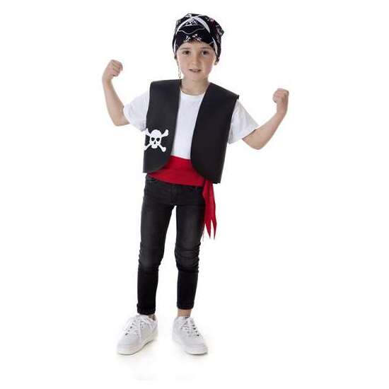DISFRAZ INFANTIL PIRATA PAÑUELO Y CHALECO PIEL T-3 7-9 AÑOS image 0