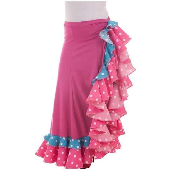 DISFRAZ ADULTO FALDA SEVILLANA FUXIA BAILE TALLA M image 1