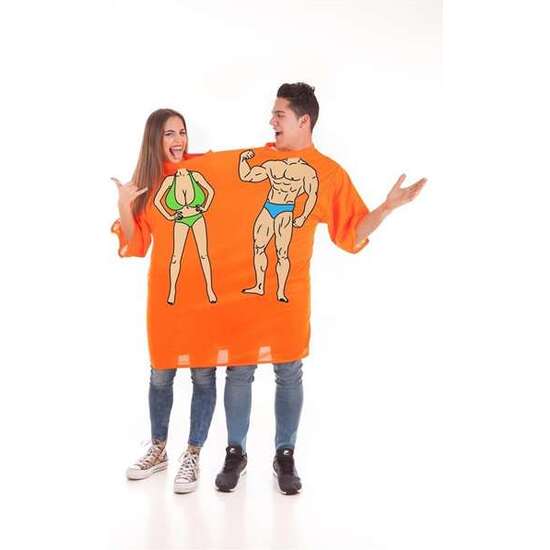 DISFRAZ ADULTO CAMISETA DOBLE VAMOS A LA PLAYA TALLA L image 0