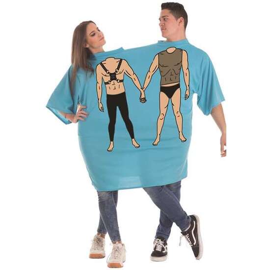 DISFRAZ ADULTO CAMISETA DOBLE MOTEROS TALLA L image 0