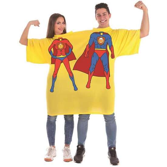 DISFRAZ ADULTO CAMISETA DOBLE SUPER HÉROES BIRRAS TALLA L image 1