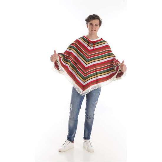 DISFRAZ ADULTO PONCHO MEXICANO PICO TALLA L image 0
