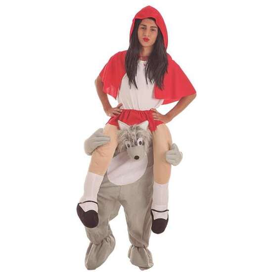 DISFRAZ ADULTO LOBO Y CAPERUCITA A HOMBROS TALLA L image 0