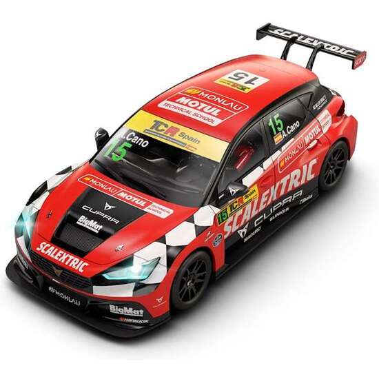 COCHE SCALEXTRIC CUPRA TCR MONLAU CON LUZ EN LOS FAROS 18X9X9CM image 0