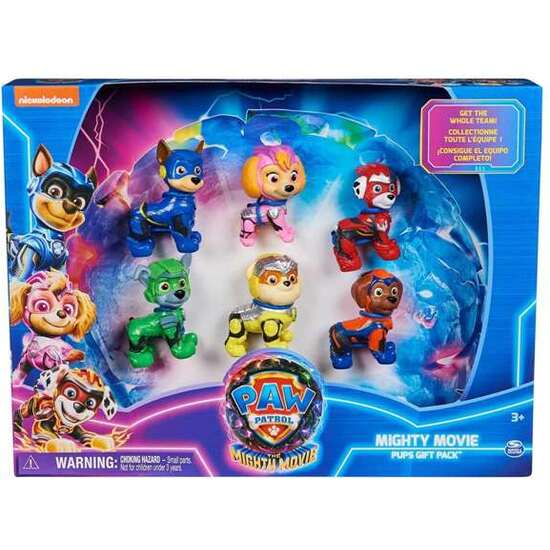 FIGURAS PAW PATROL DE LA PELICULA MIGHTY 6 UNIDADES. 22,86X30,48X6,1CM image 0