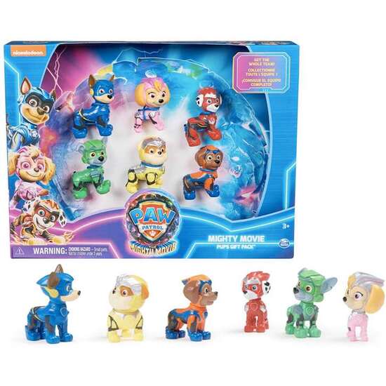 FIGURAS PAW PATROL DE LA PELICULA MIGHTY 6 UNIDADES. 22,86X30,48X6,1CM image 4