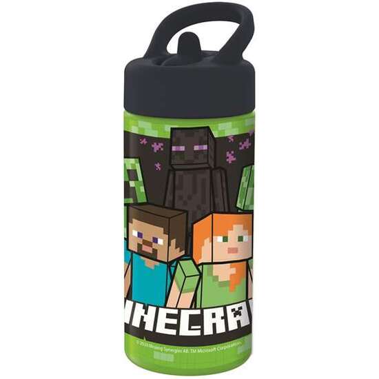 BOTELLA DE PLÁSTICO CON ASA PARA LLEVAR MINECRAFT 410 ML image 0