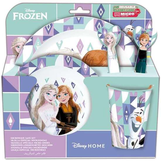 SET DE PLATO, CUENCO, VASO, CUCHARA Y TENEDOR FROZEN ICE MAGIC (APTO PARA MICROONDAS) image 0