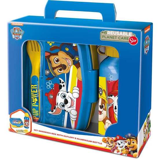 SANDWICHERA PAW PATROL PUP POWER CON CUBIERTOS Y BOTELLA ALUMINIO 400ML image 0