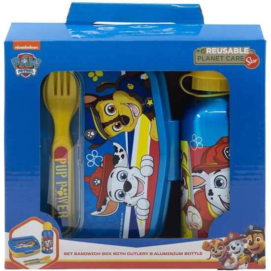 SANDWICHERA PAW PATROL PUP POWER CON CUBIERTOS Y BOTELLA ALUMINIO 400ML image 2