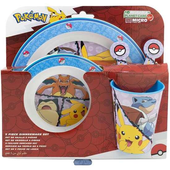 SET DE PLATO, CUENCO, VASO, CUCHARA Y TENEDORPOKEMON DISTORTION (APTO PARA MICROONDAS) image 1