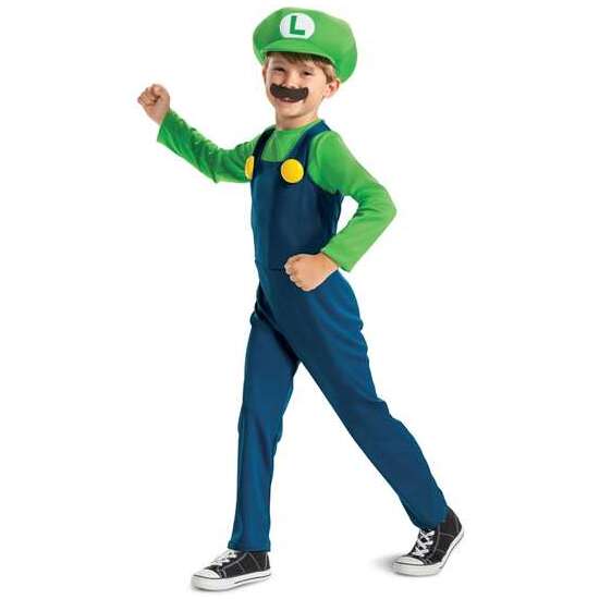 DISFRAZ NINTENDO SUPER MARIO: LUIGI LUJO TALLA 3-4 AÑOS image 0