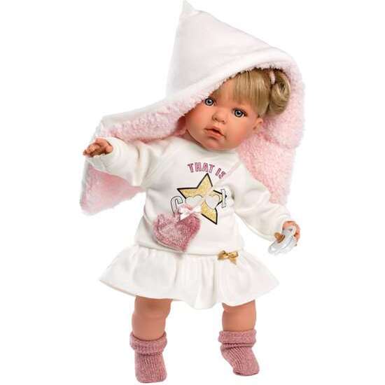 MUÑECA JULIA LLORONA CON CHUPETE, VESTIDO, CHALECO Y BOLSO 42 CM image 1