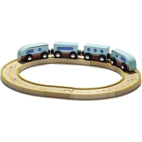 TREN DE MADERA CON PISTA DESMONTABLE 34X26.50X7.50 CM image 0