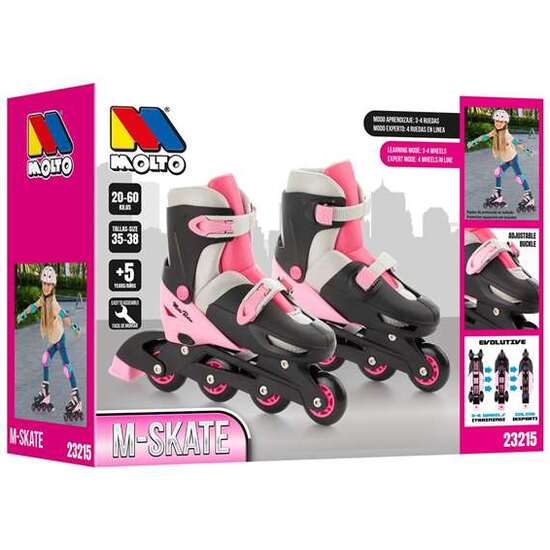 PATINES 4 EN LINEA ROSA AJUSTABLE TALLA M ( 35/38) image 4