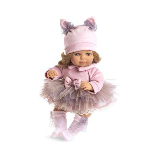 MUÑECA LAURA RUBIA CON FALDA DE TUL. AL PRESIONAR SU BARRIGA, LLORA Y DICE MAMÁ Y PAPÁ. 40 CM image 0
