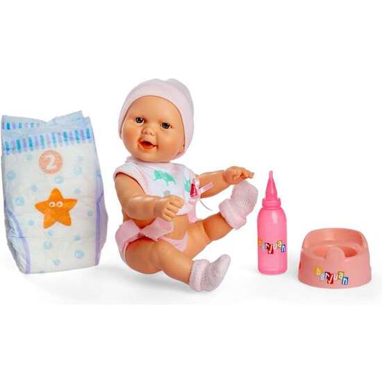 MUÑECA BEBE PIPI CON TRAJE ROSA Y ACCESORIOS 30 CM image 1