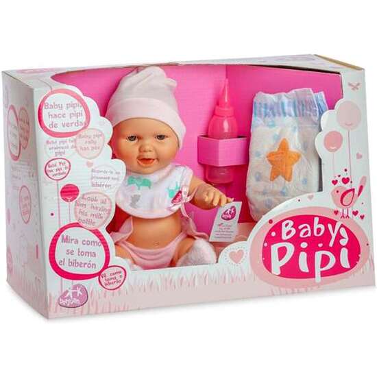 MUÑECA BEBE PIPI CON TRAJE ROSA Y ACCESORIOS 30 CM image 3