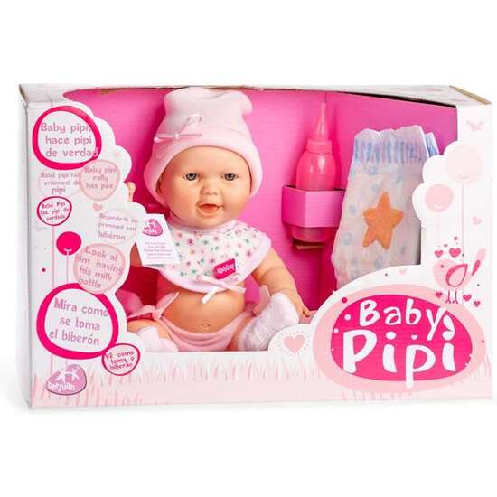 MUÑECA BEBE PIPI CON TRAJE ROSA Y ACCESORIOS 30 CM image 4