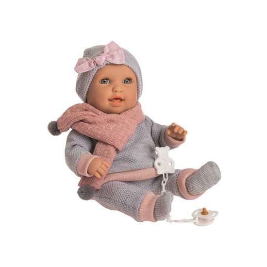 MUÑECO BABY SUSU INTERACTIVO CON PIJAMA GRIS Y MECANISMO. LLORA, RIE Y SUCCIONA EL CHUPETE 38 CM image 0