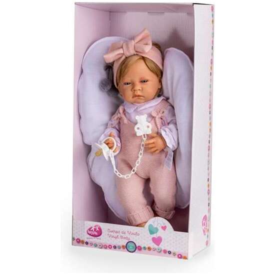 NEW BORN NIÑA ALMOHADA CORAZON BLANCO Y PETO LANA ROSA CAMISA PLUMETI ROSA REF: 8107-22 image 1