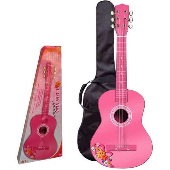 GUITARRA MADERA 75CM. COLOR ROSA image 0