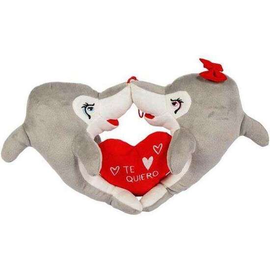 PELUCHE PAREJA DELFIN CORAZON 20 CM image 0