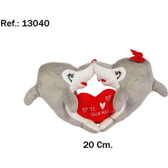 PELUCHE PAREJA DELFIN CORAZON 20 CM image 1