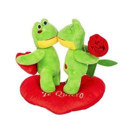 PELUCHE PAREJA RANAS FLOR Y CORAZON TE QUIERO 19 CM. image 0