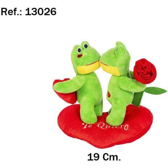 PELUCHE PAREJA RANAS FLOR Y CORAZON TE QUIERO 19 CM. image 1