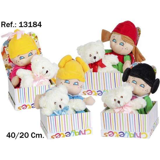 PELUCHE MUÑECA Y OSITO CON CAJA 28X19.50X19.50 CM - MODELOS SURTIDOS image 1