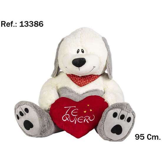 PELUCHE PERRO OSMIN CORAZON TE QUIERO 95CM. image 1