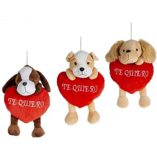 PELUCHE PERROS CORAZON PIERNAS TE QUIERO 27 CM. - MODELOS SURTIDOS image 0