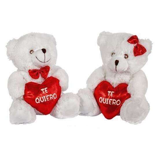 PELUCHE OSITO CHICO Y CHICA CORAZON TE QUIERO 21CM. image 0