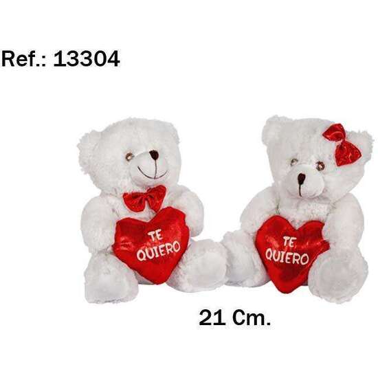 PELUCHE OSITO CHICO Y CHICA CORAZON TE QUIERO 21CM. image 1